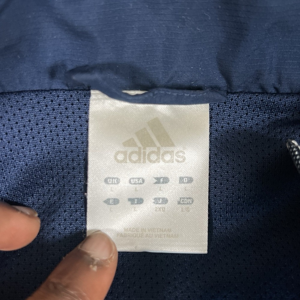 Adidas Vintage Y2K Track Suit Men's Size Sz L Nylon Windbreaker Navy Blue - Picture 5 of 16